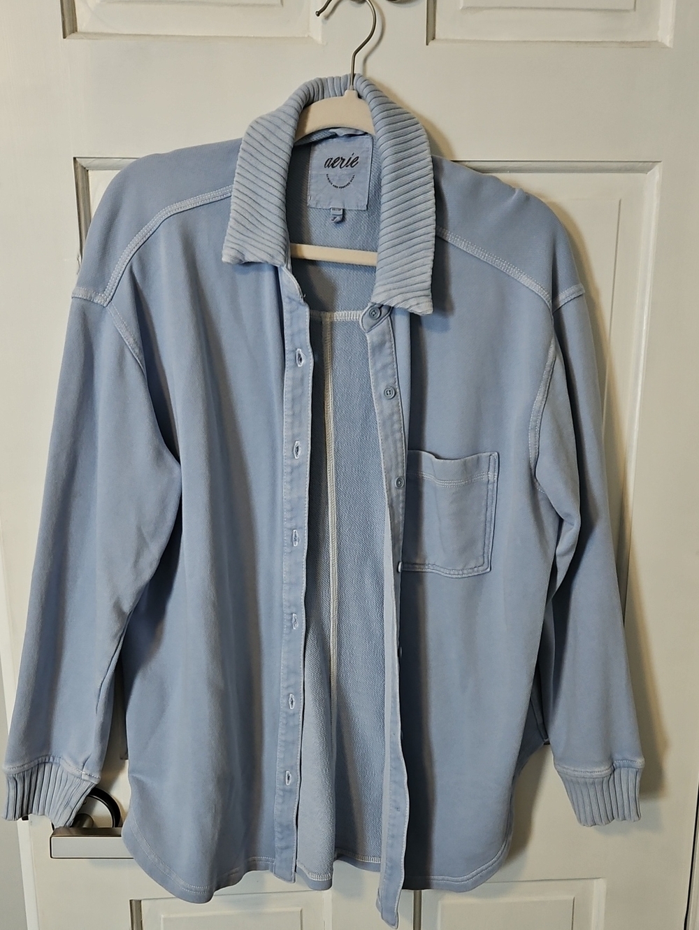 aerie Women's Pale Blue Button-Up Shirt Jacket